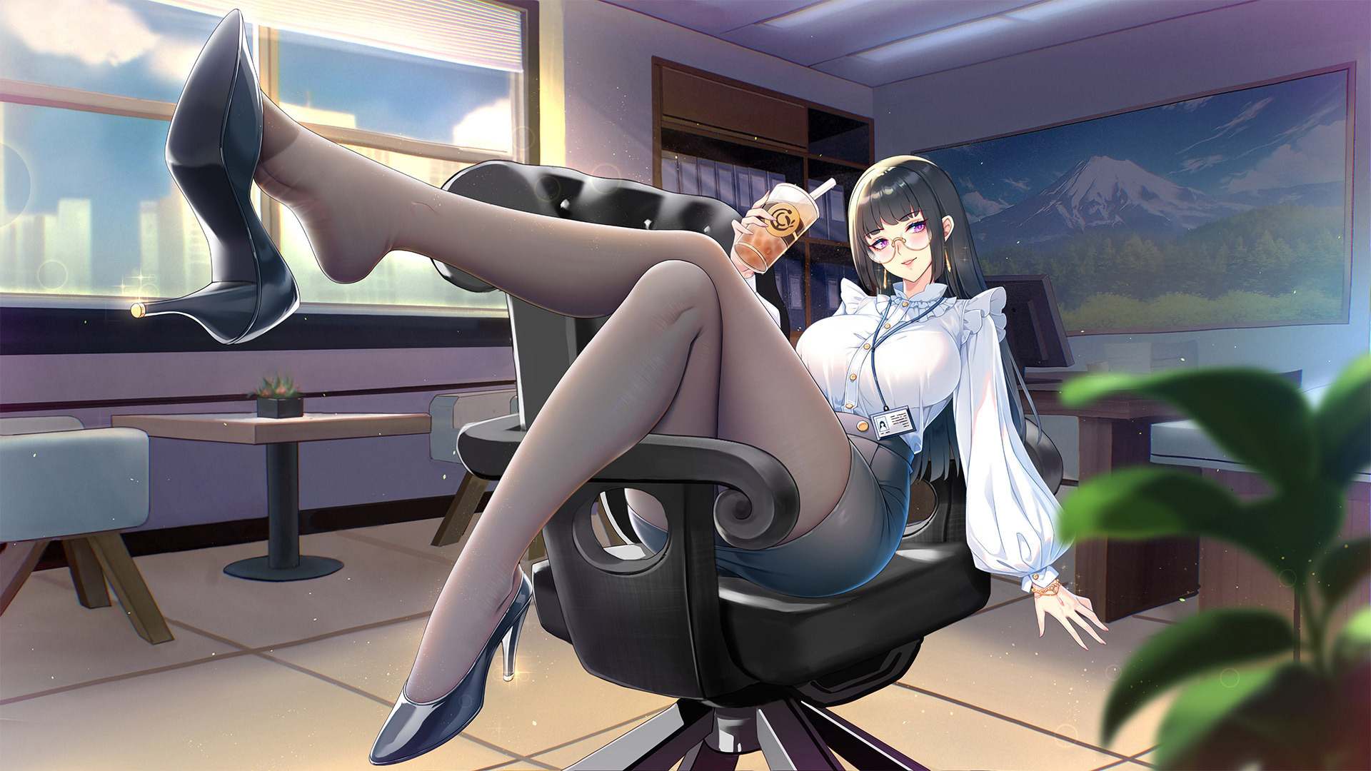 游戏中主角与女主角互动场景