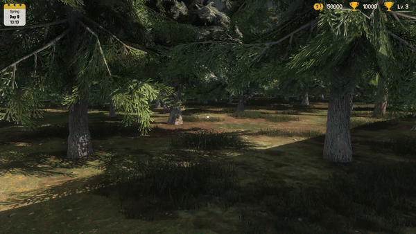 玩家在森林中砍伐树木扩张领地