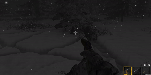 玩家在雪地中使用手枪狩猎