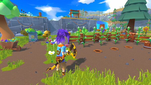 玩家在斯克斯特德牧场中使用魔法灌溉农作物