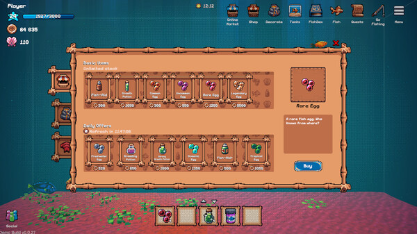 玩家正在管理自己的水族箱