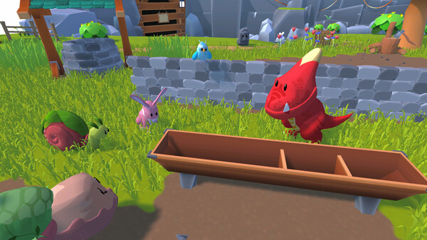 可爱的天空生物在牧场中漫步