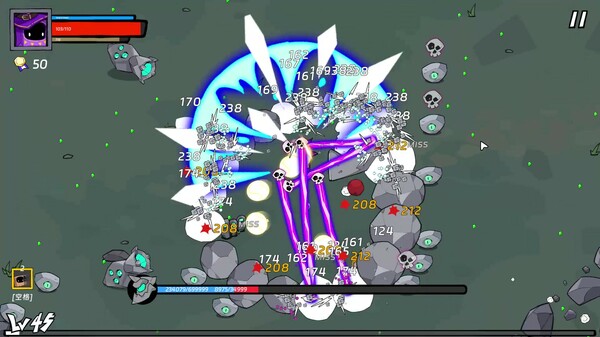 激烈的战斗场景,展示加农炮轰炸怪物的特效